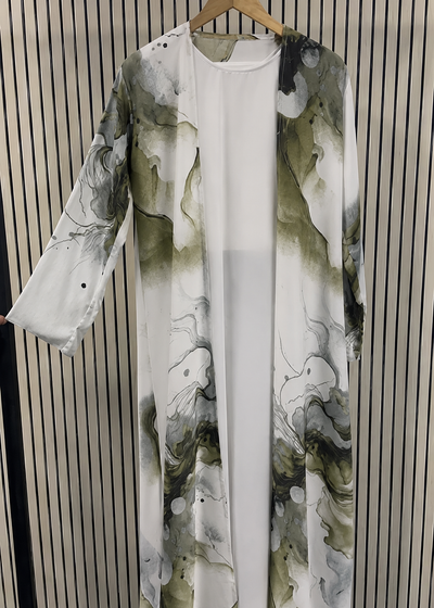 SHIREEN DOUBLE SHRUG ABAYA | OLIVE