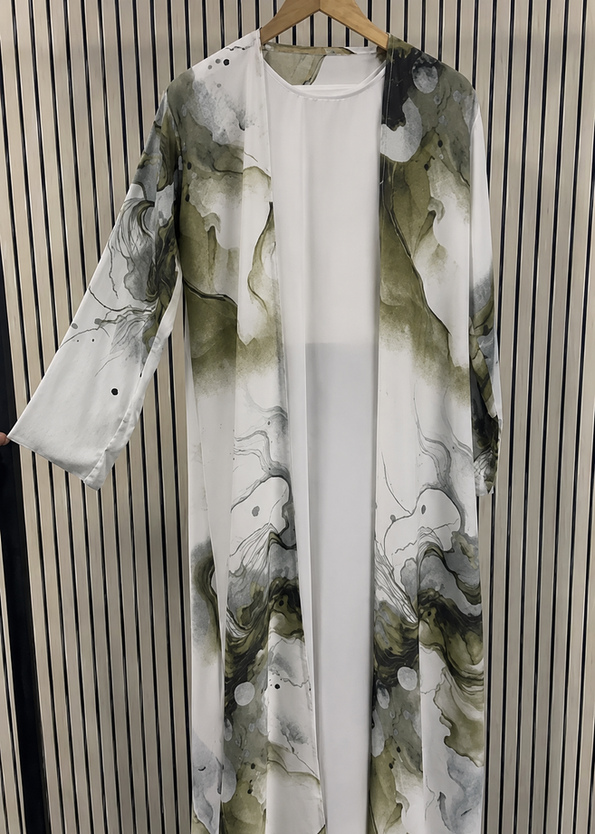 SHIREEN DOUBLE SHRUG ABAYA | OLIVE