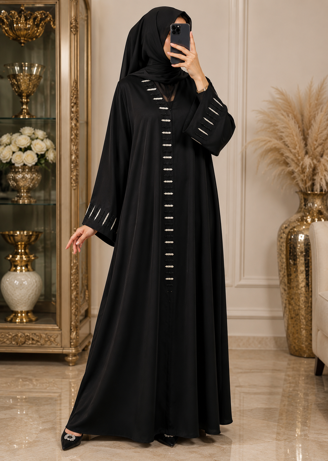 HALIMA HANDWORK ABAYA | BLACK