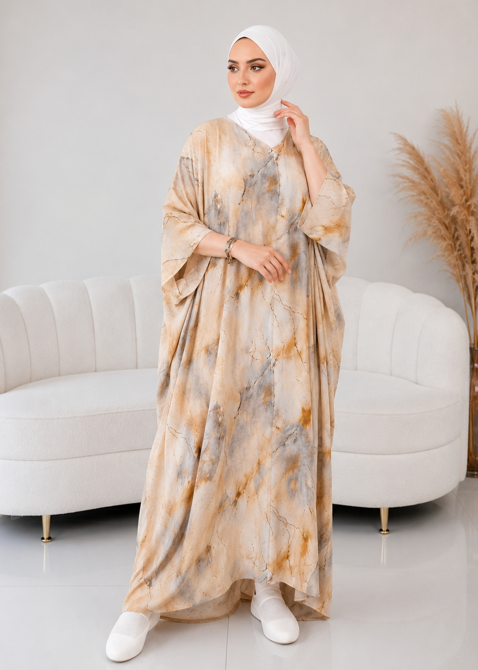 KINZA PRINTED KAFTAN ABAYA | SHADE-02