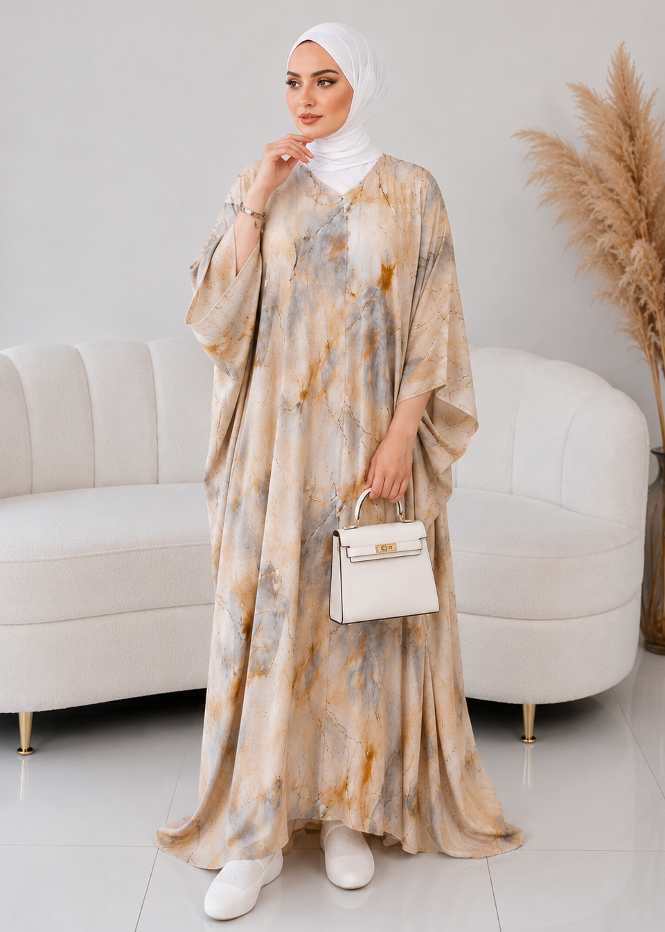 KINZA PRINTED KAFTAN ABAYA | SHADE-02