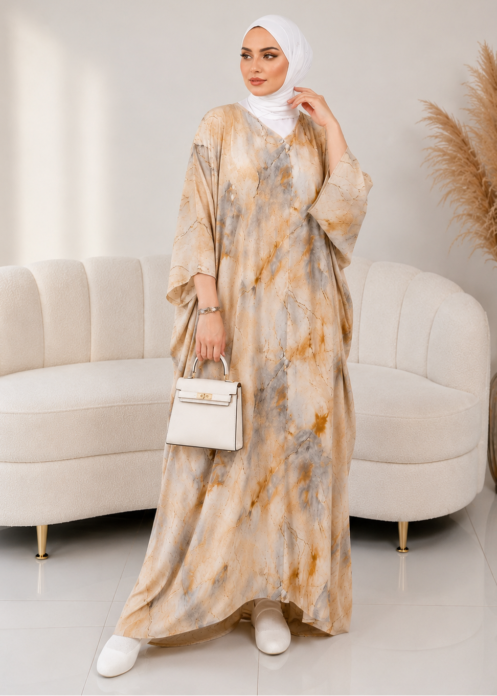 KINZA PRINTED KAFTAN ABAYA | SHADE-02