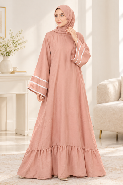 049 - AFSHEEN PLEATED ABAYA | BEIGE