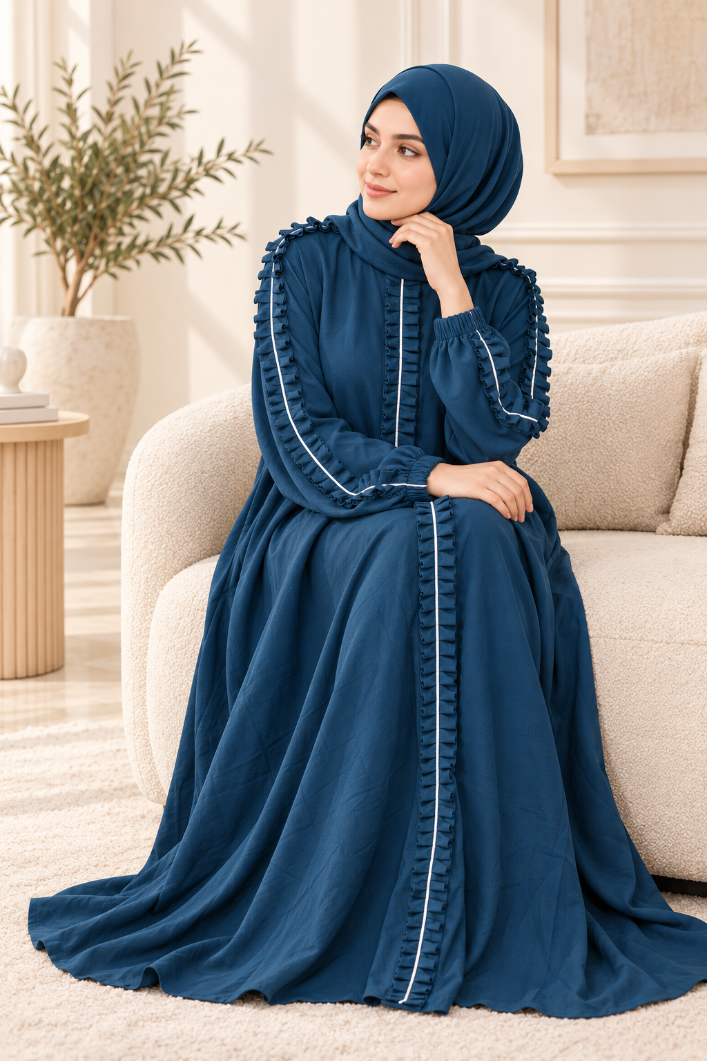 056 - AALIMA FULLY CLOSED ABAYA | DARK TEAL
