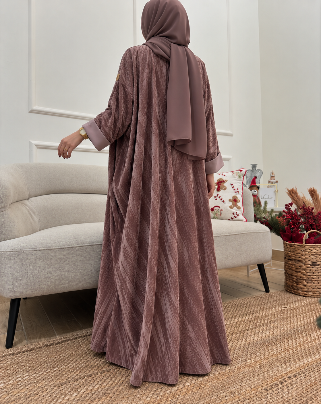SUALEHA FRONT OPEN ABAYA | PINK