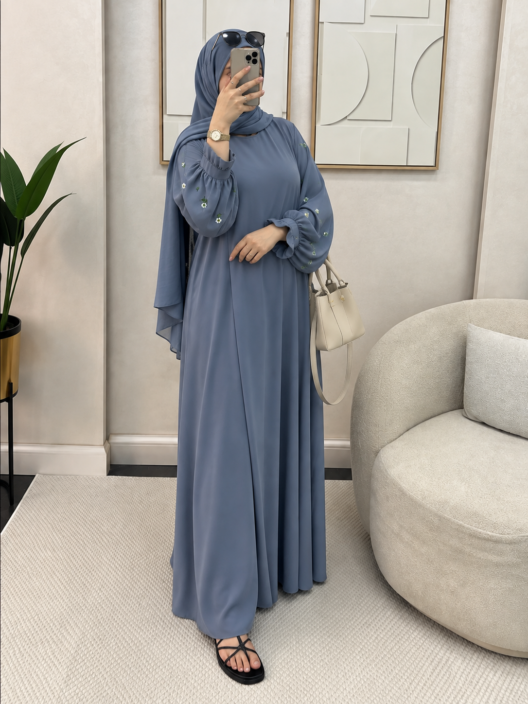 MIRA EMBROIDERY ABAYA | GRAY