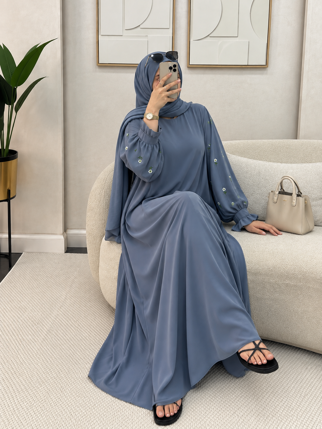 MIRA EMBROIDERY ABAYA | GRAY