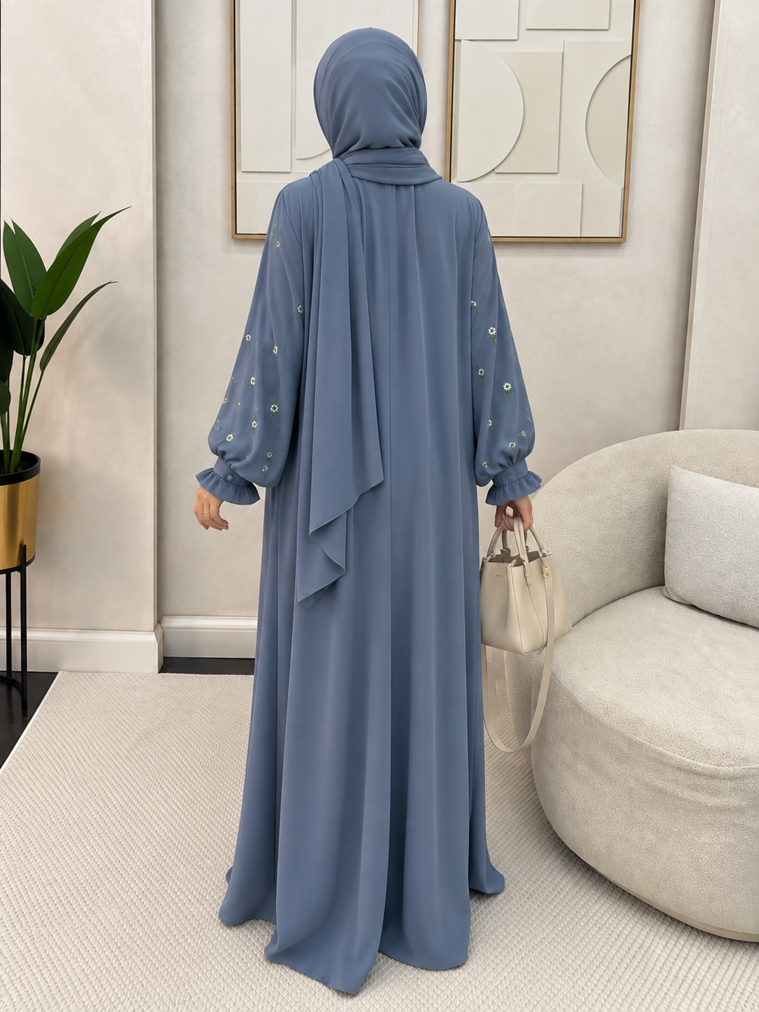 MIRA EMBROIDERY ABAYA | GRAY
