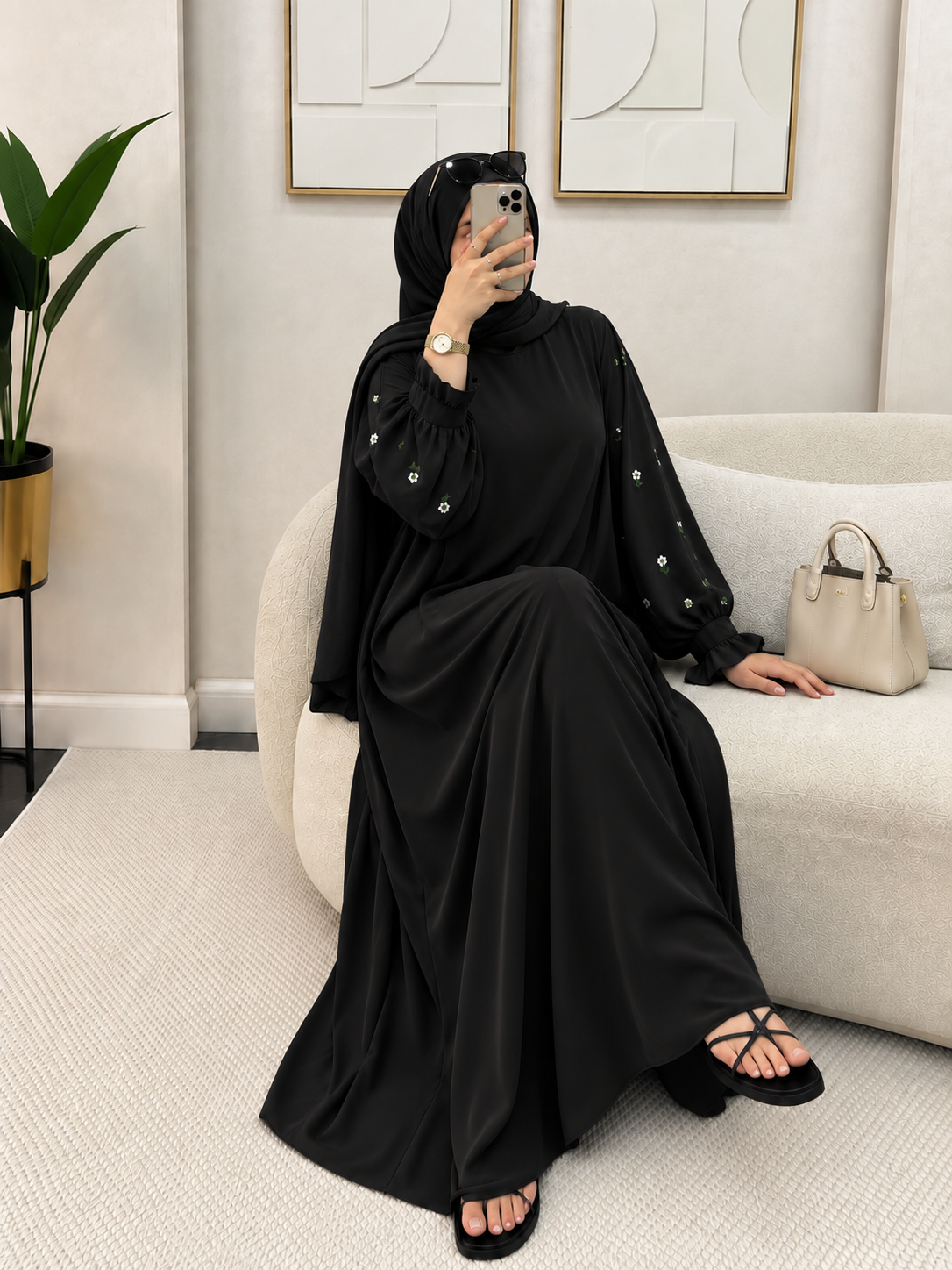 MIRA EMBROIDERY ABAYA | BLACK