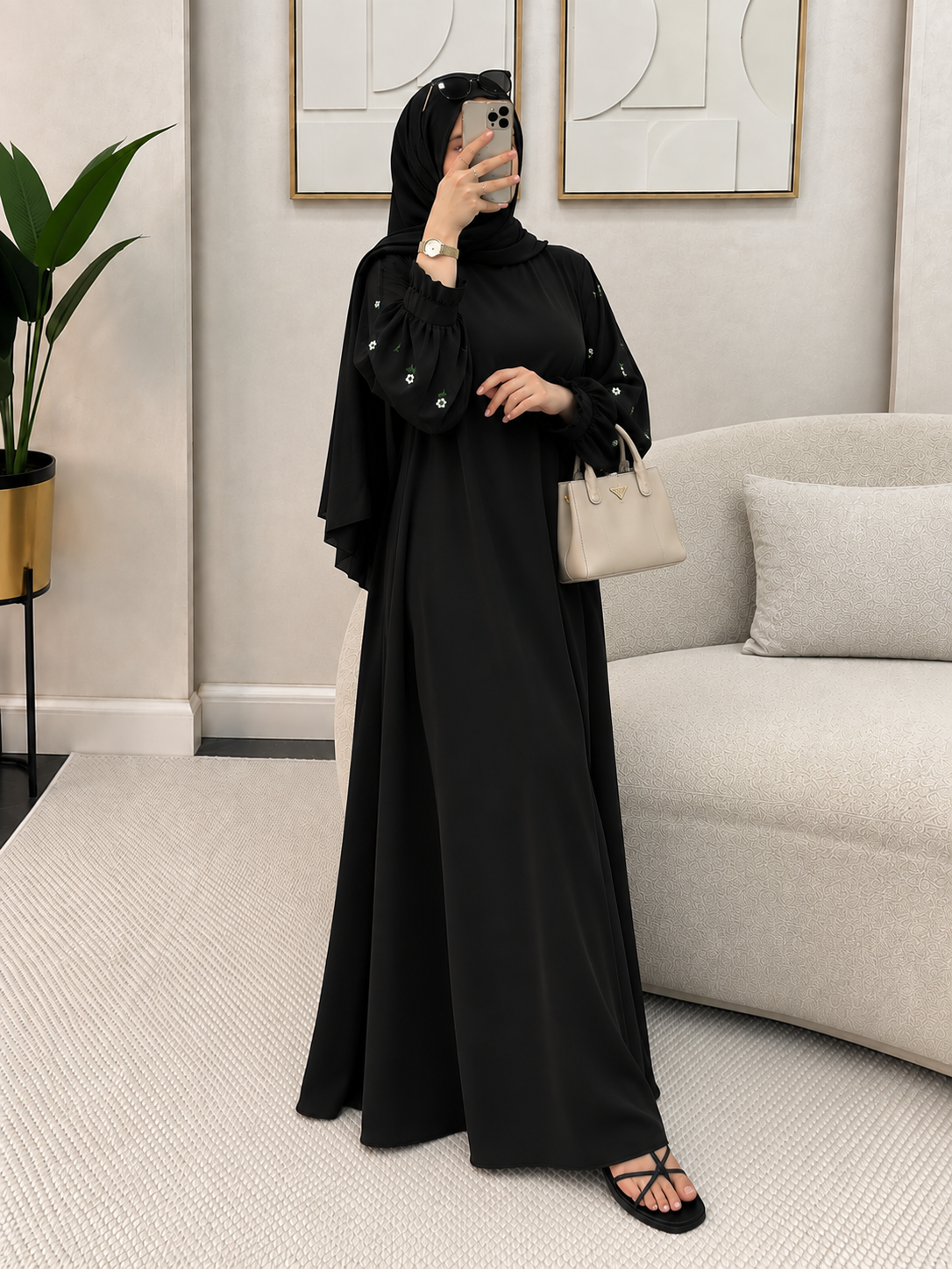 MIRA EMBROIDERY ABAYA | BLACK