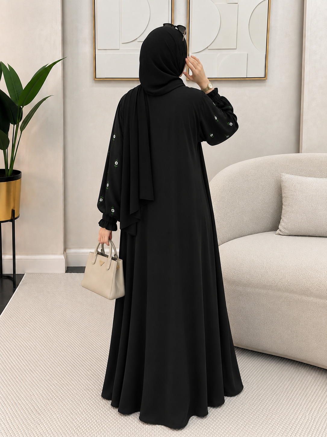 MIRA EMBROIDERY ABAYA | BLACK