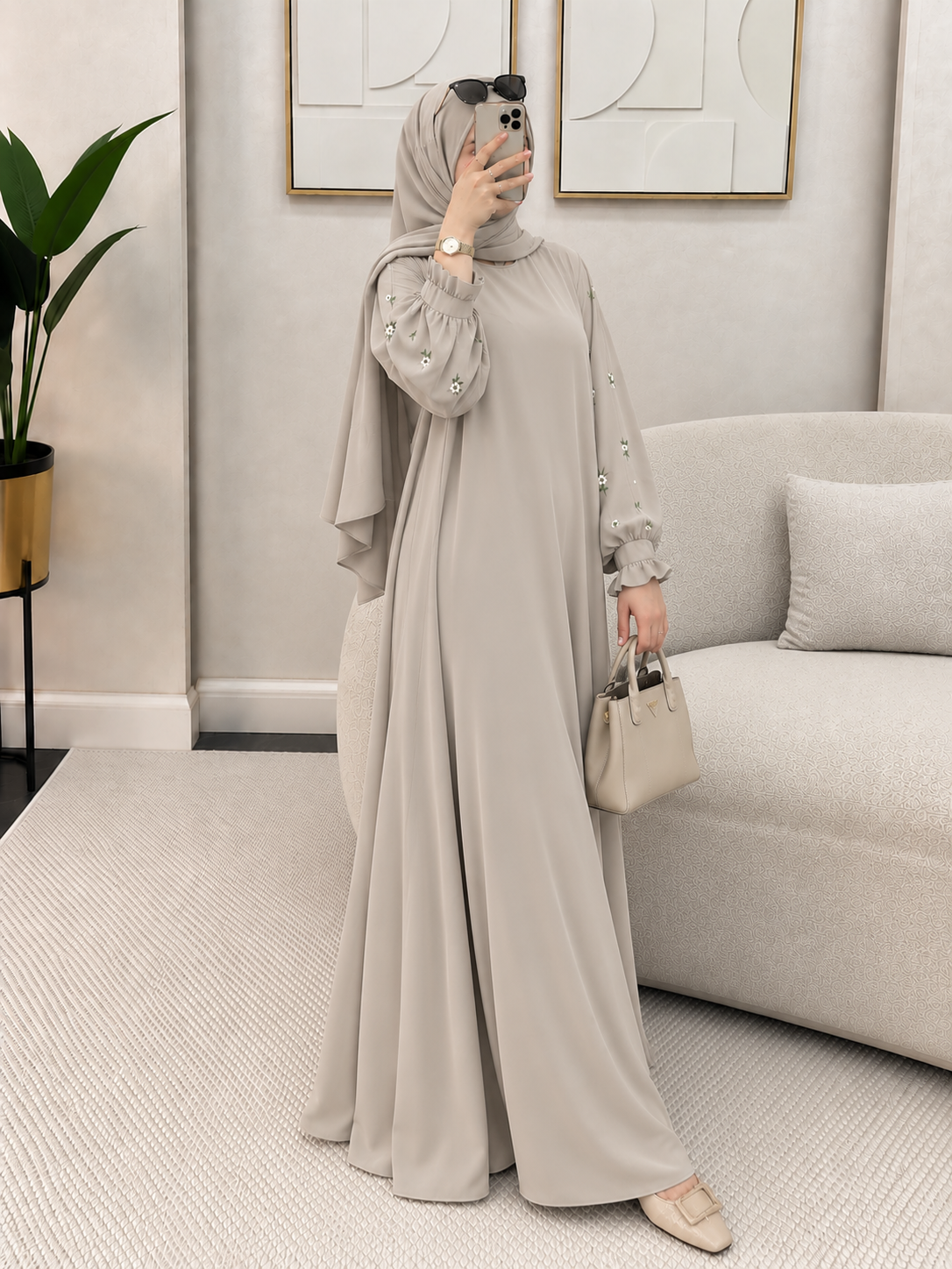 MIRA EMBROIDERY ABAYA | NUDE