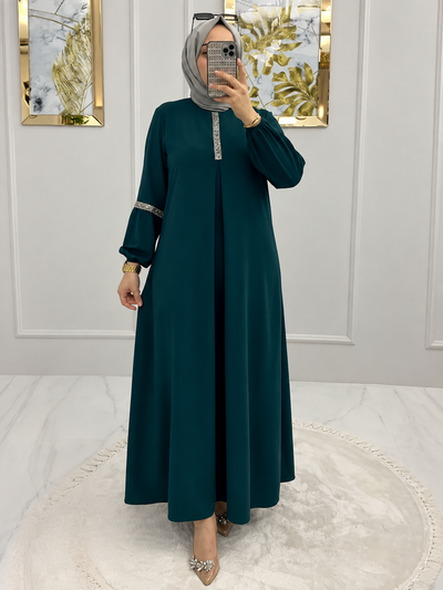 6001 - AASH BASIC ABAYA | FLOW TEAL