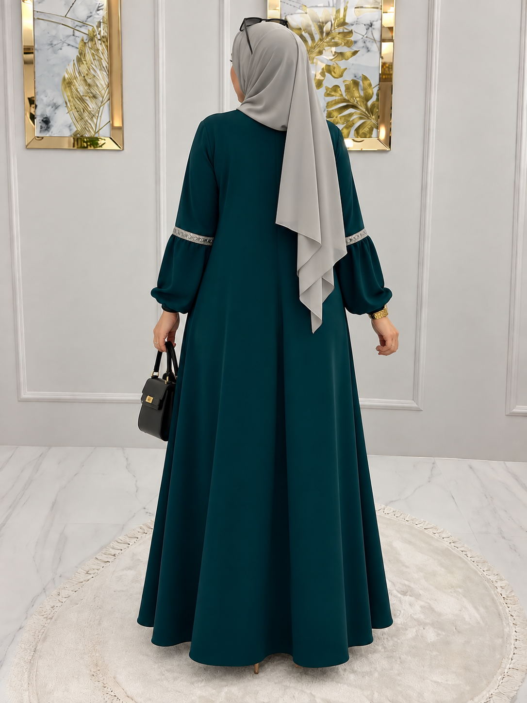 6001 - AASH BASIC ABAYA | FLOW TEAL