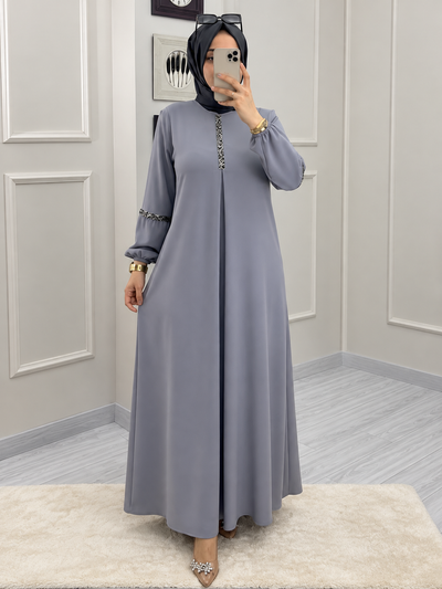 6001 - AASH BASIC ABAYA | LITE GRAY