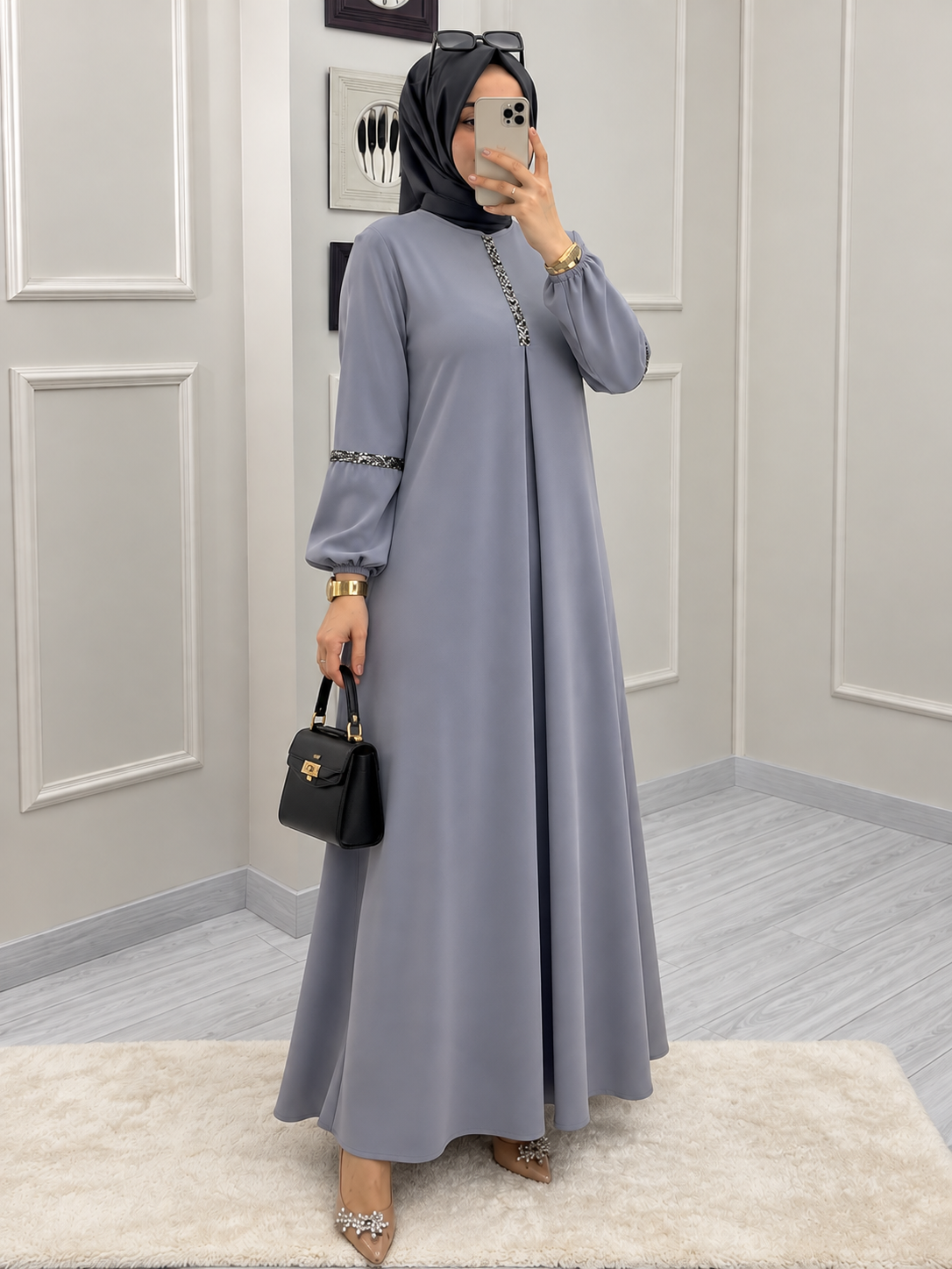 6001 - AASH BASIC ABAYA | LITE GRAY