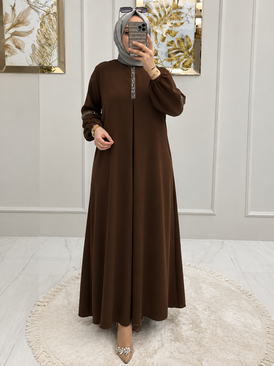 6001 - AASH BASIC ABAYA | DOWN BROWN