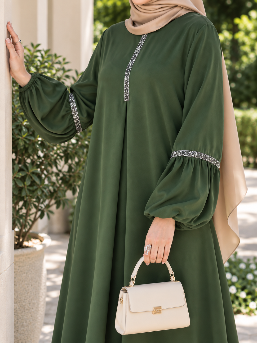 6001 - AASH BASIC ABAYA | SPL OLIVE
