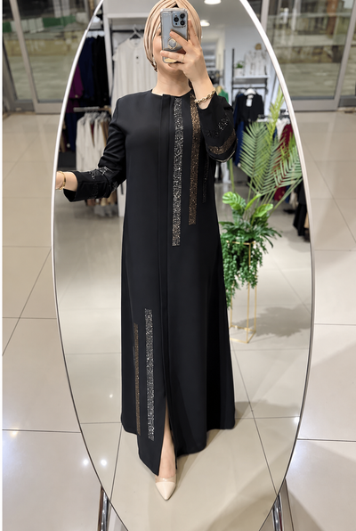 SAIMA ZIPPER ABAYA | BLACK