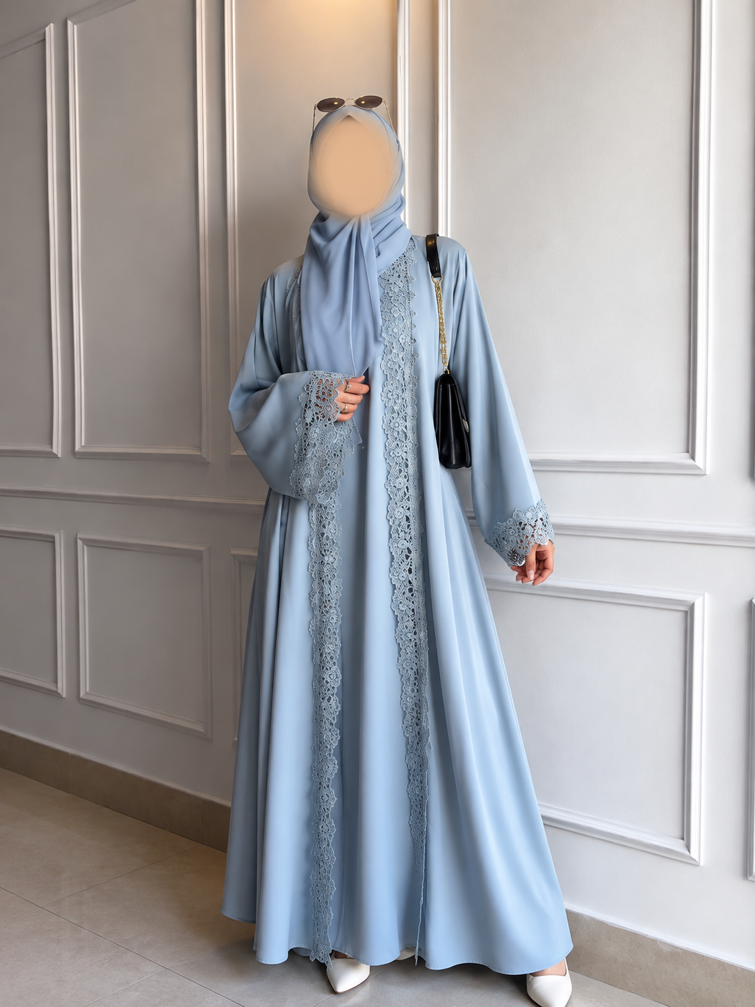 MUNIBAH DOUBLE SHRUG ABAYA | GRAY