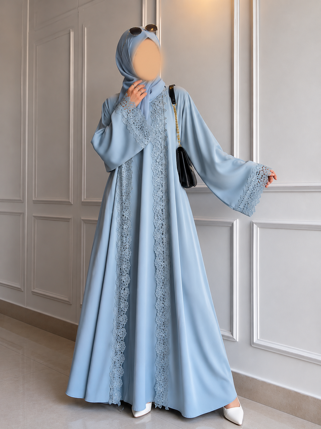 MUNIBAH DOUBLE SHRUG ABAYA | GRAY