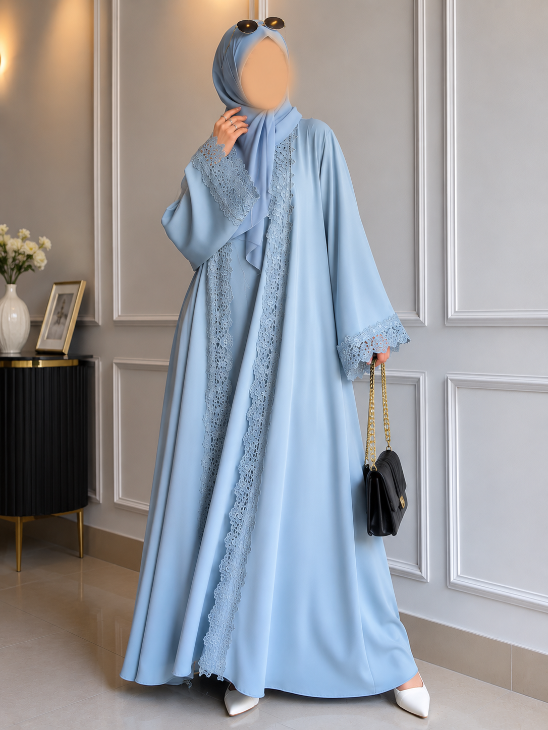 MUNIBAH DOUBLE SHRUG ABAYA | GRAY