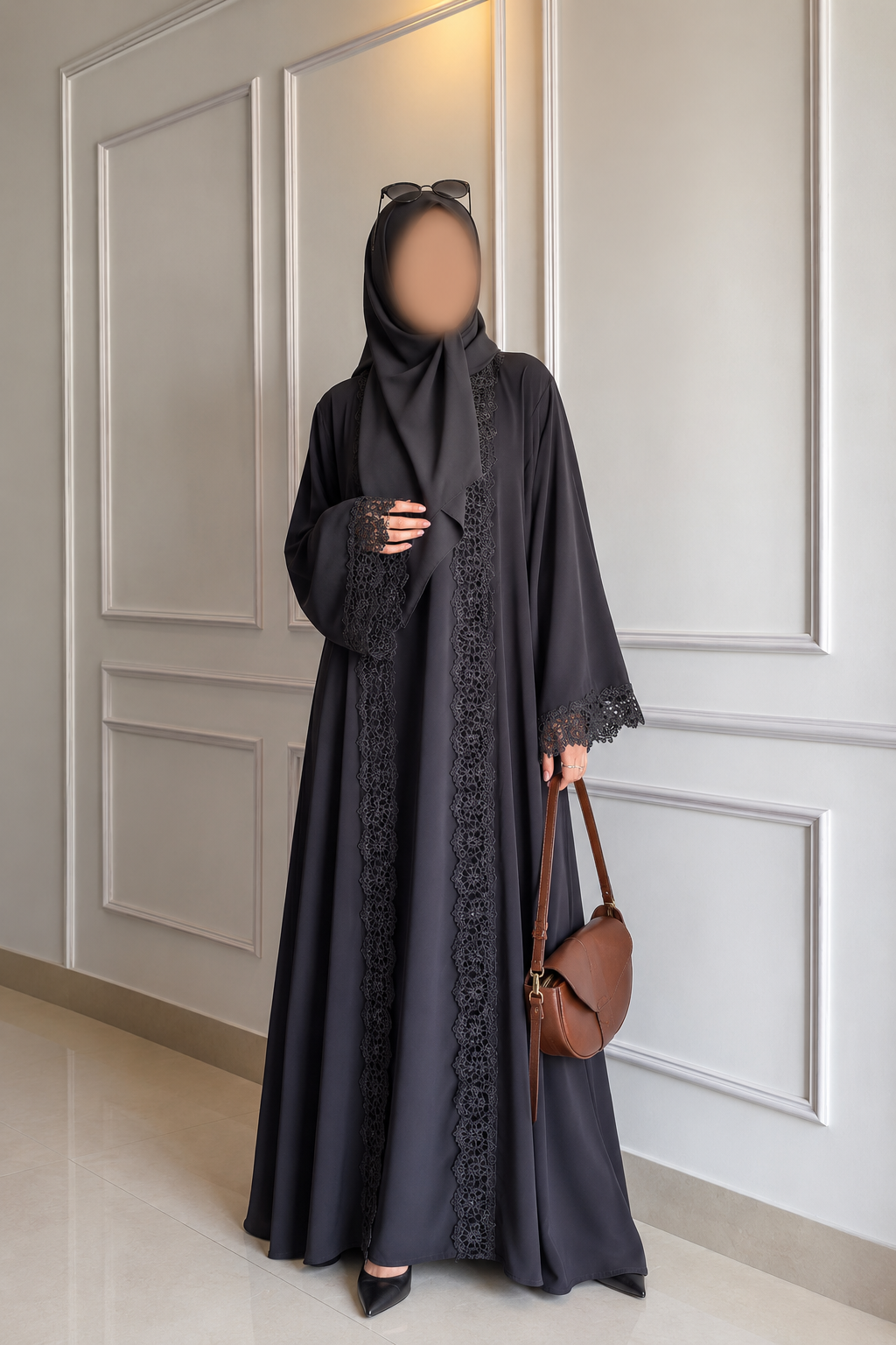 MUNIBAH DOUBLE SHRUG ABAYA | BLACK