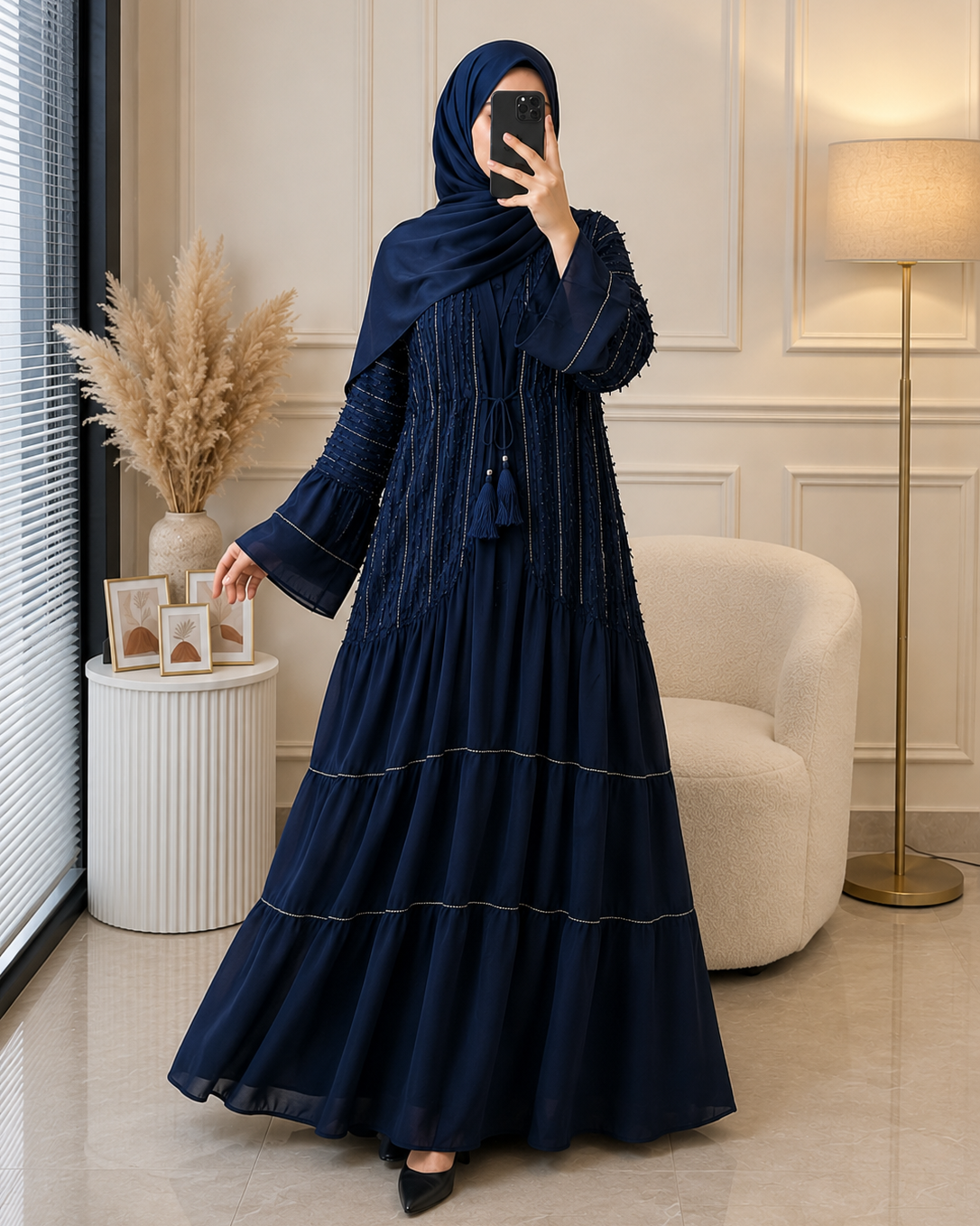 3593 - SUBIAH FURR ABAYA | BLUE