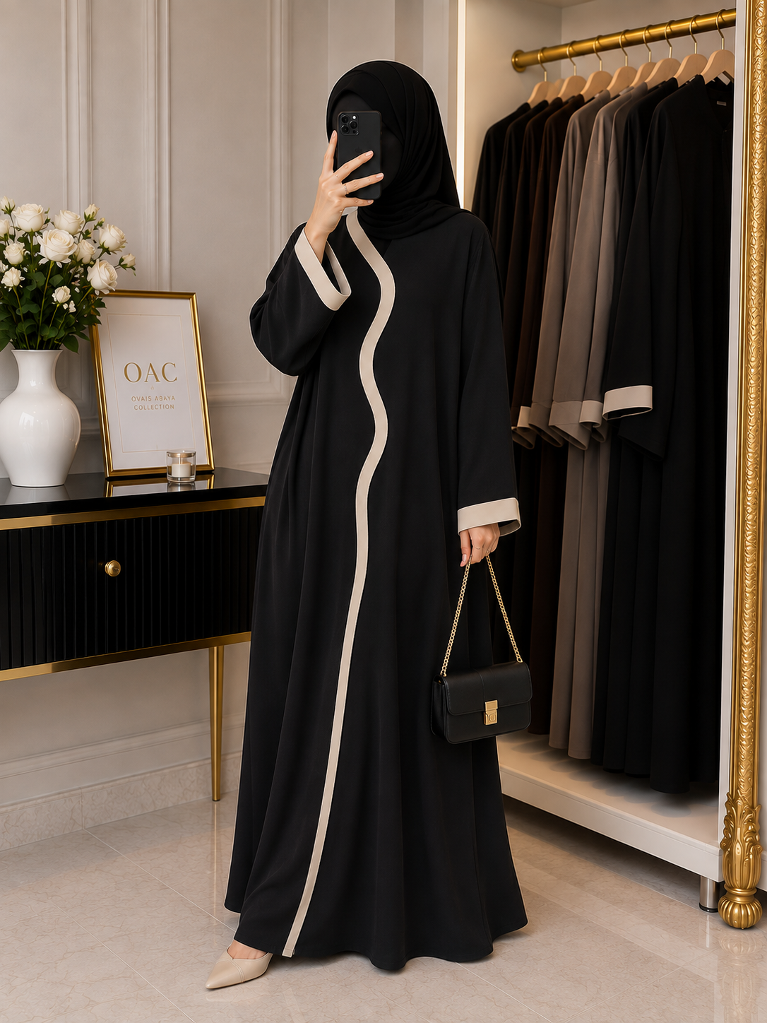RUBEENA FRONT OPEN ABAYA | BLACK