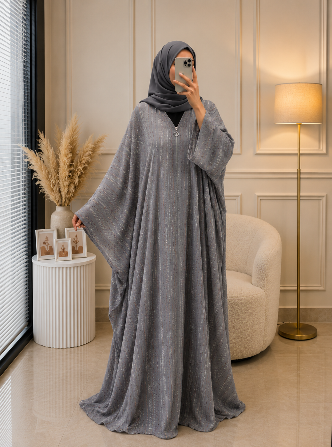 1742 - ZARAH FUR ABAYA | GRAY