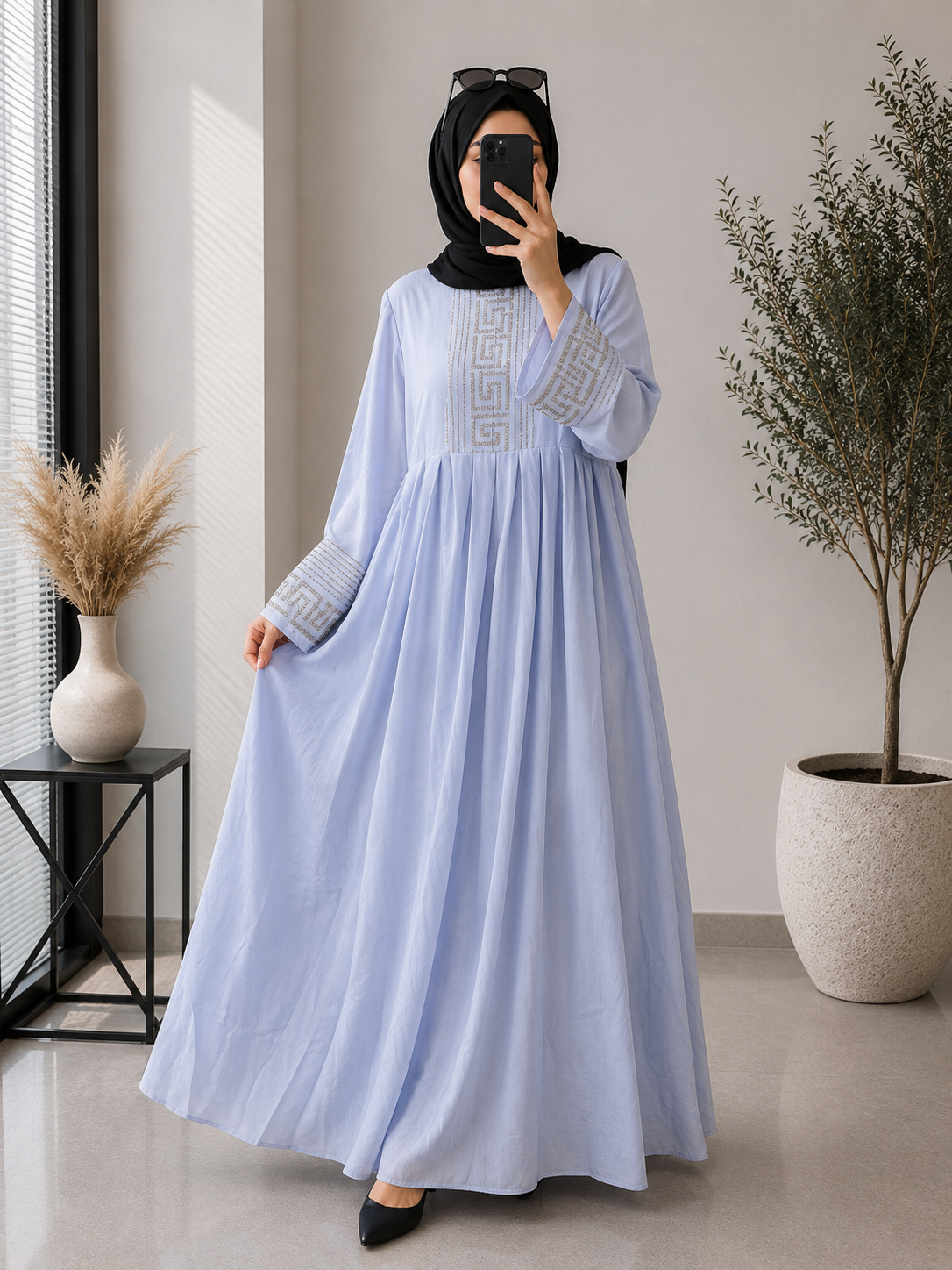 3539 - KASHAF FULLY CLOSED ABAYA | LIL LAVENDER