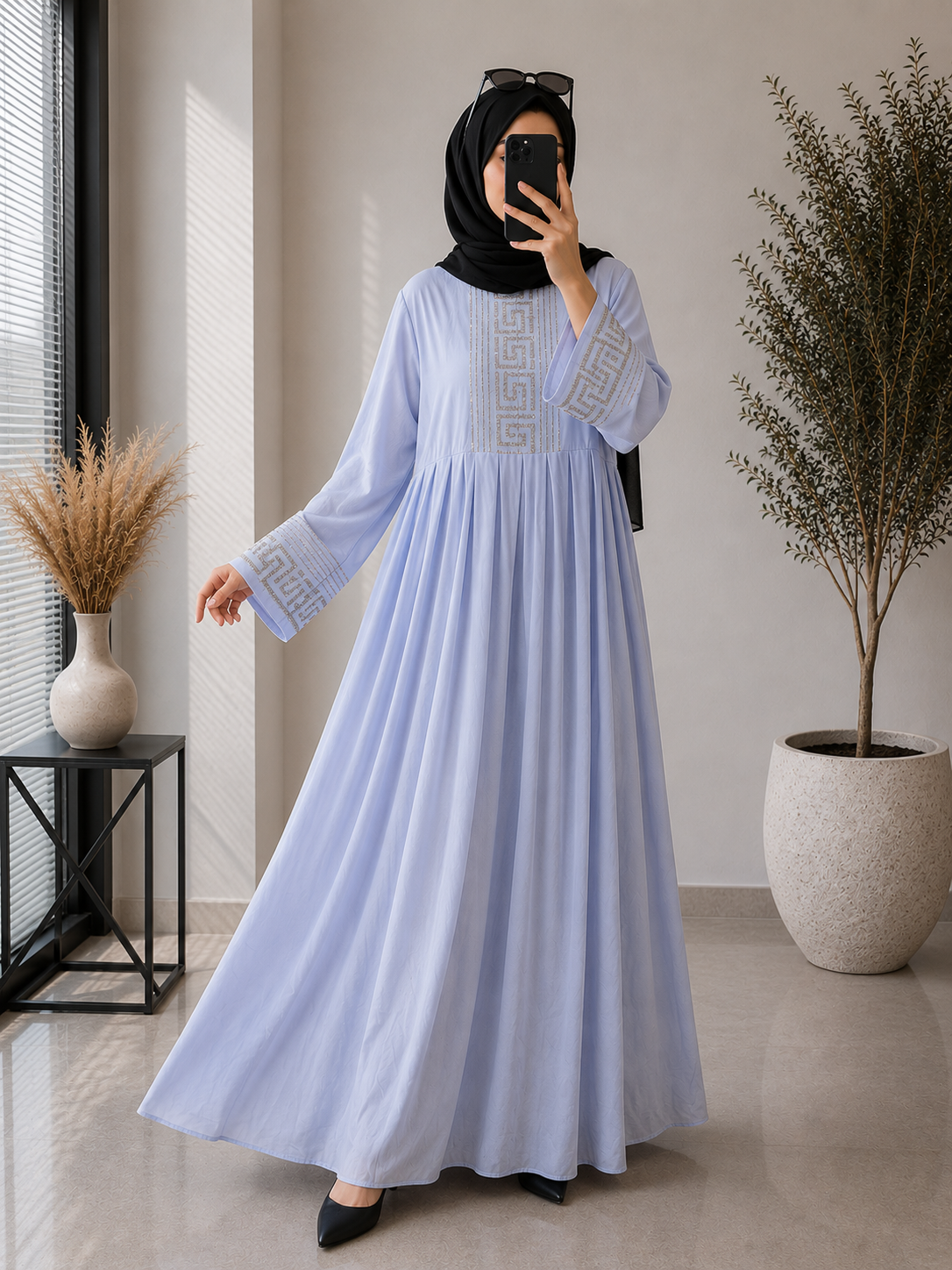 3539 - KASHAF FULLY CLOSED ABAYA | LIL LAVENDER