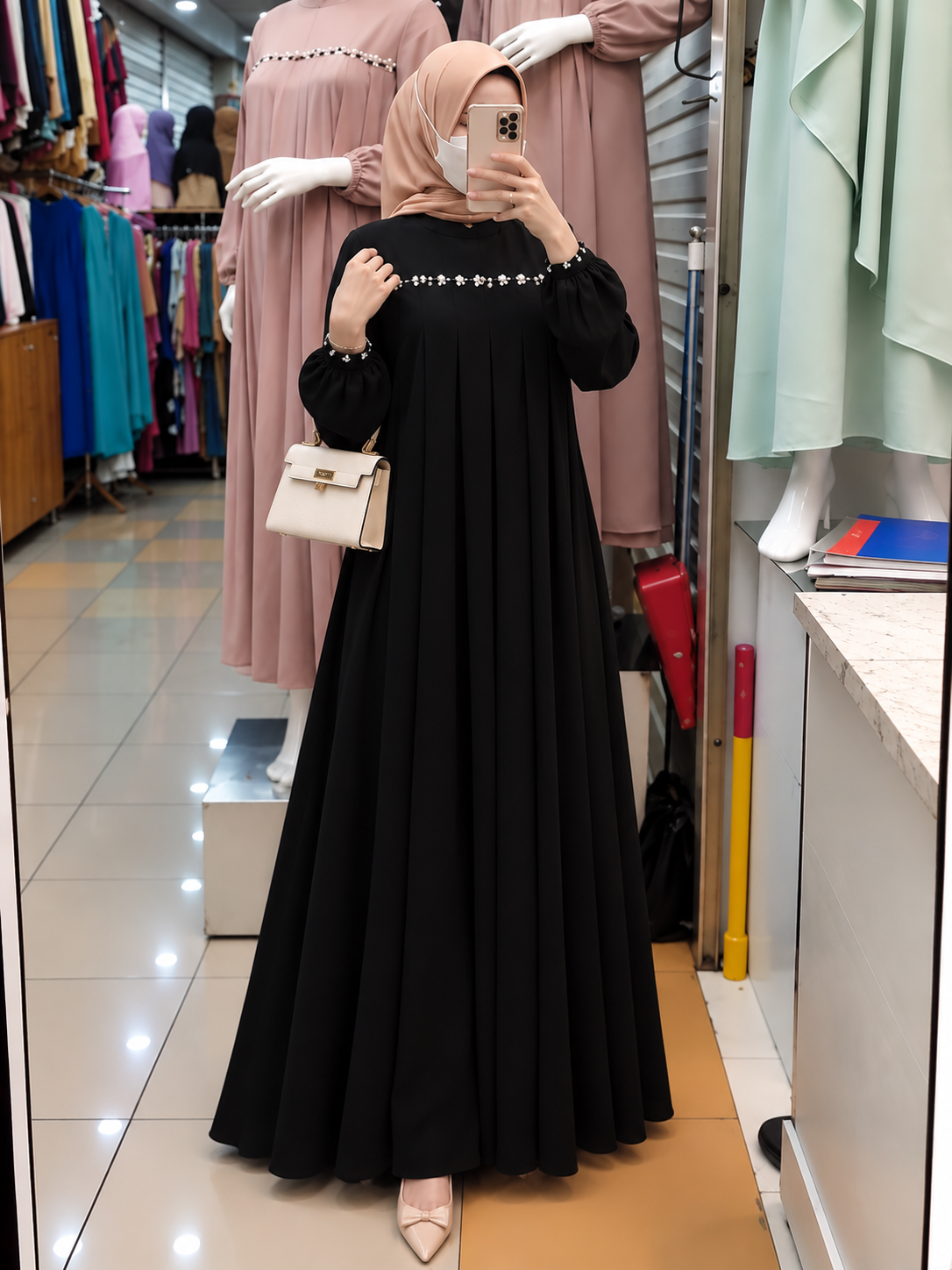LAYLA PLATES ABAYA | BLACK