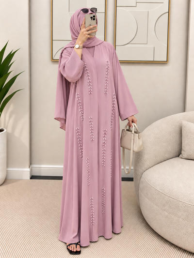 FABIHA FRONT OPEN ABAYA | PINK