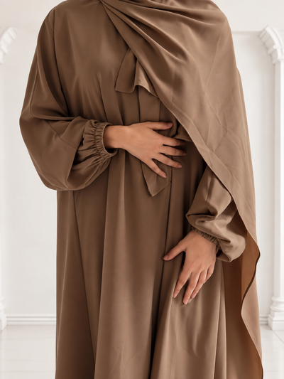HEEBA LASTIC SLEEVE ABAYA | GOLDEN