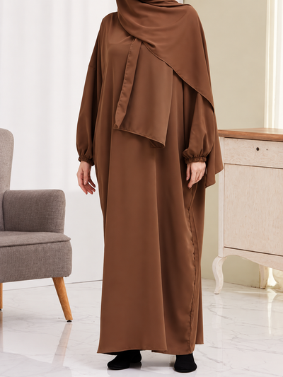 HEEBA LASTIC SLEEVE ABAYA | COPPER