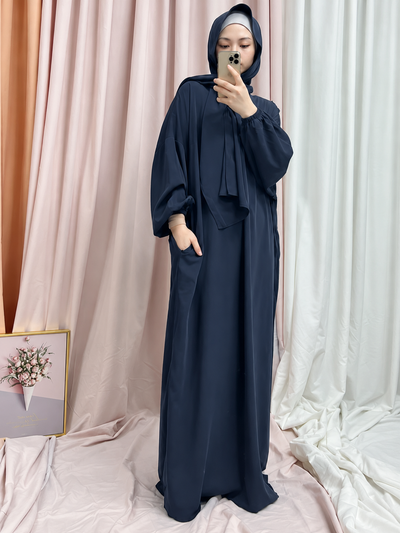 HEEBA LASTIC SLEEVE ABAYA | DD-GRAY