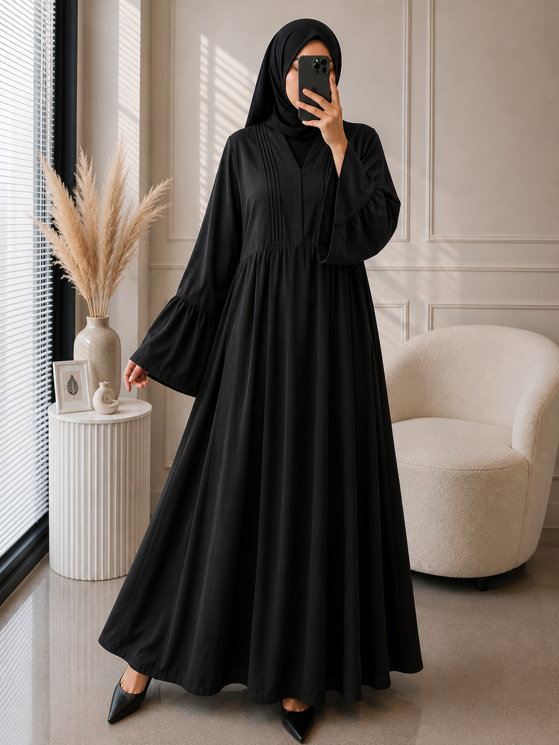 2001 - SUZAIN FULLY CLOSED ABAYA | BLACK