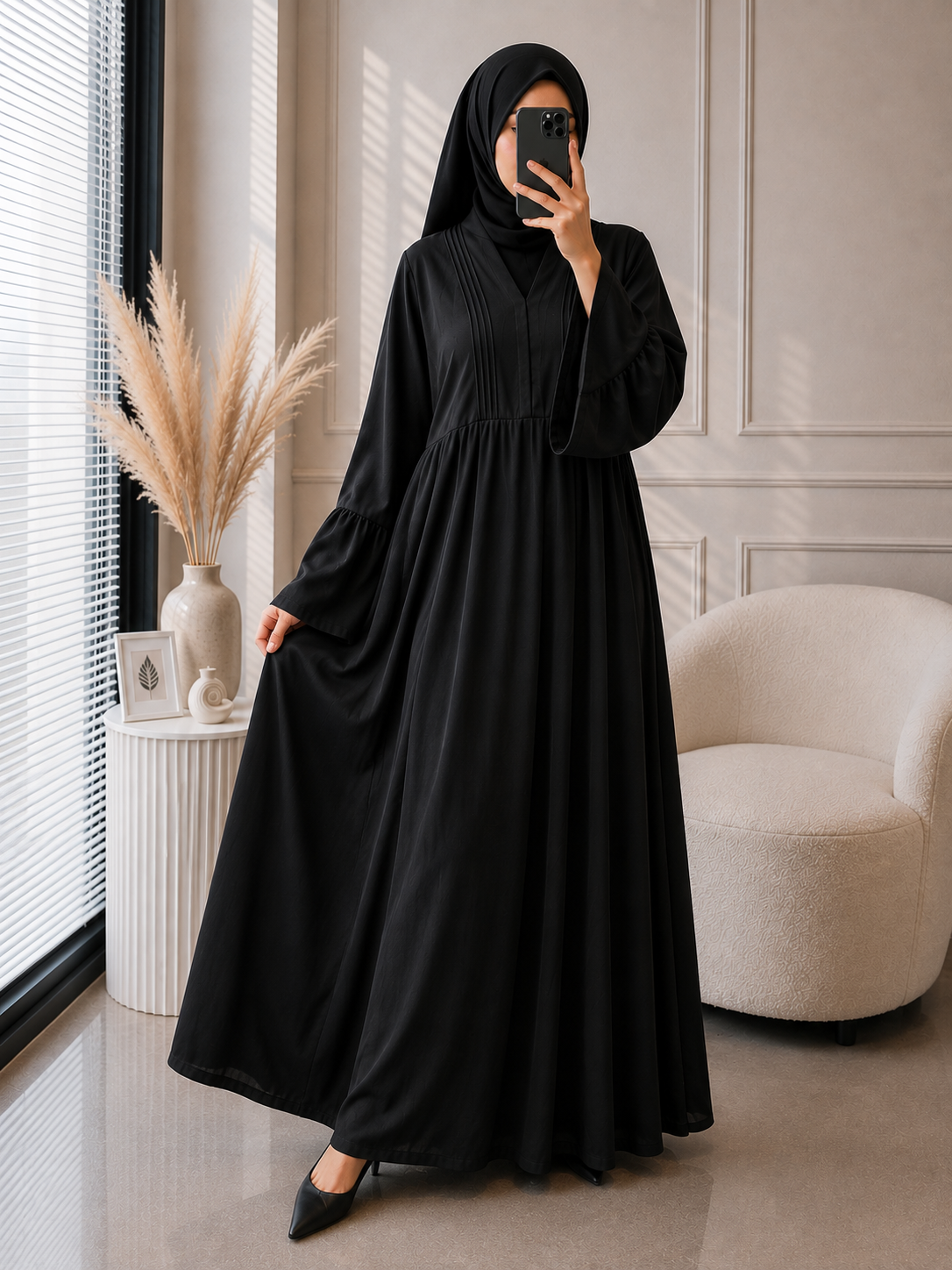 2001 - SUZAIN FULLY CLOSED ABAYA | BLACK