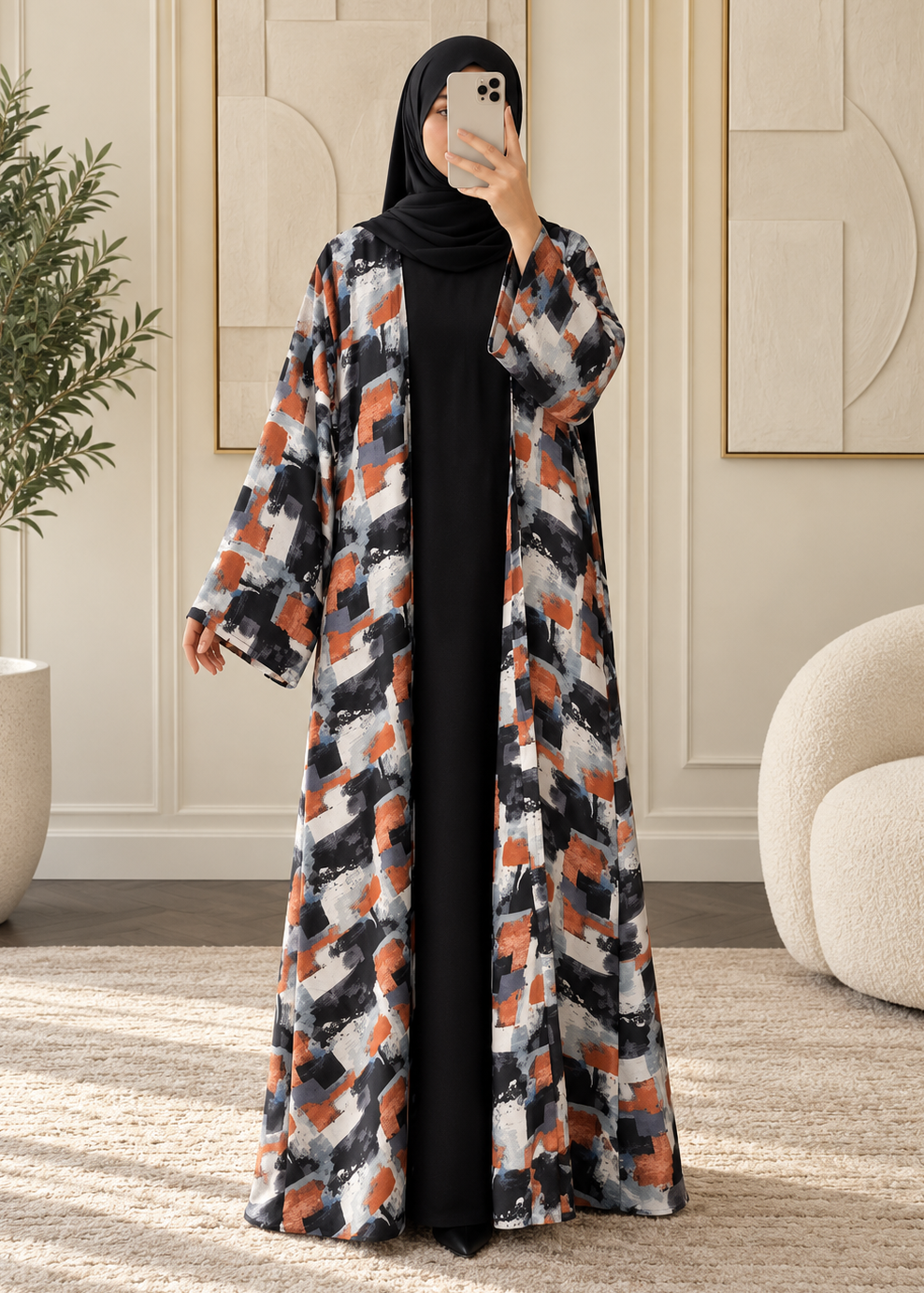 QAISER DOUBLE SHRUG ABAYA | PRINT-01
