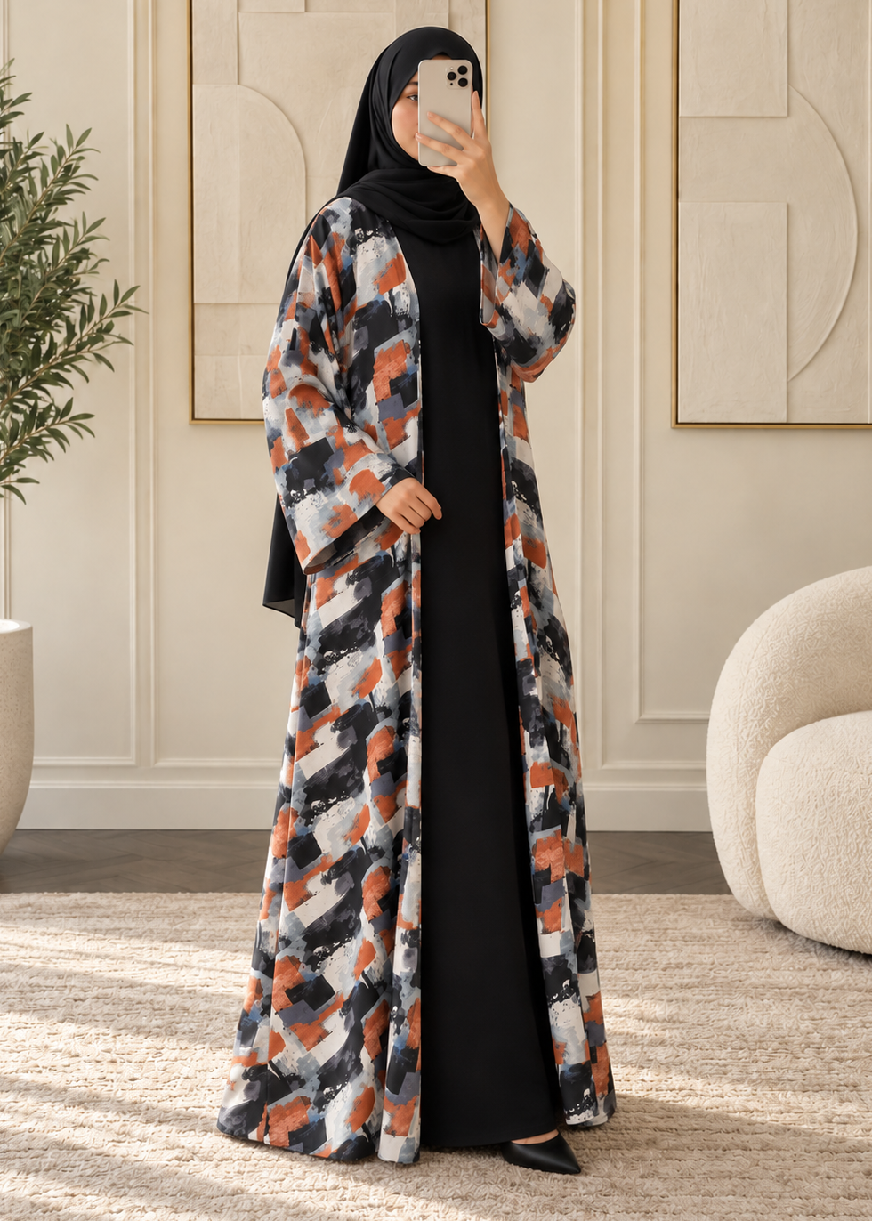 QAISER DOUBLE SHRUG ABAYA | PRINT-01