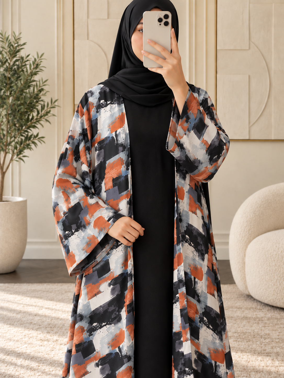 QAISER DOUBLE SHRUG ABAYA | PRINT-01