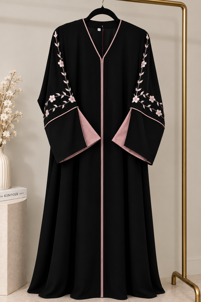 FAIZAH FRONT OPEN ABAYA | BLACK