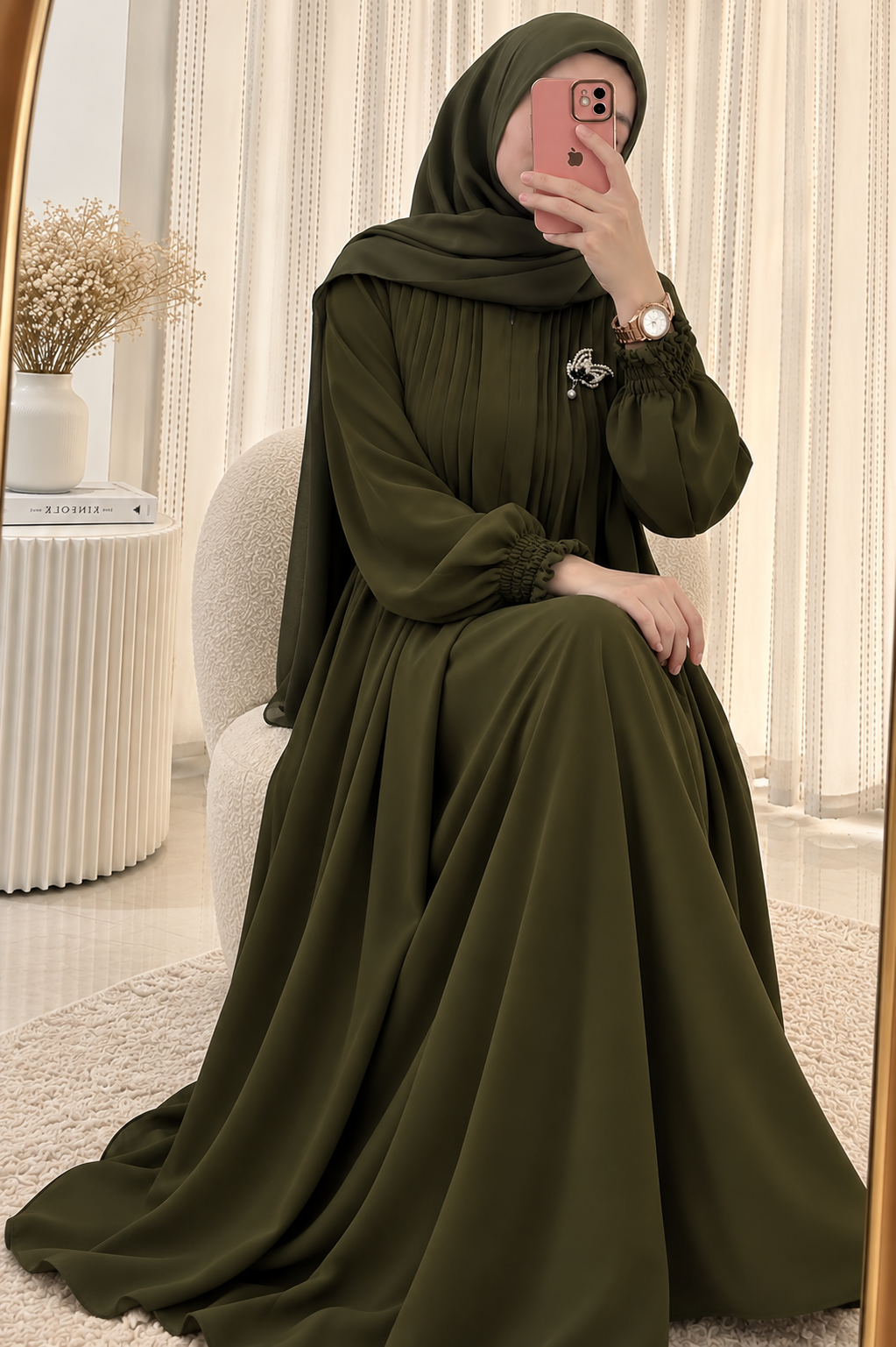 ZOYA PINTEX ABAYA | OLIVE