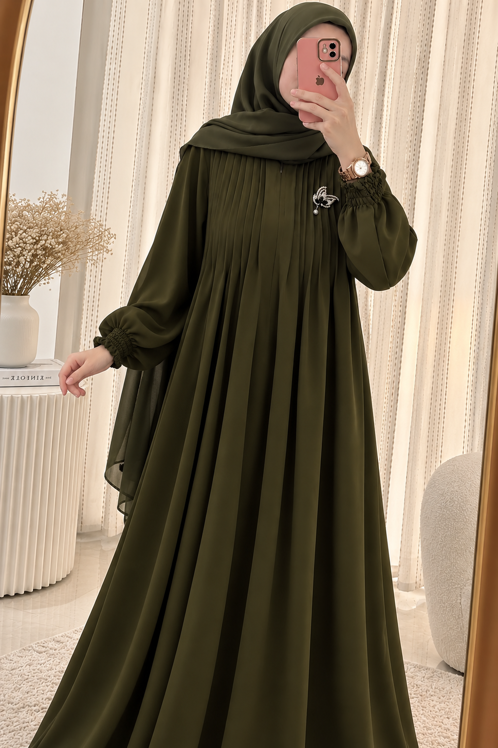 ZOYA PINTEX ABAYA | OLIVE