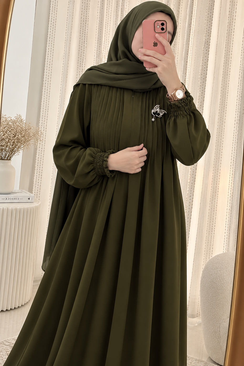 ZOYA PINTEX ABAYA | OLIVE