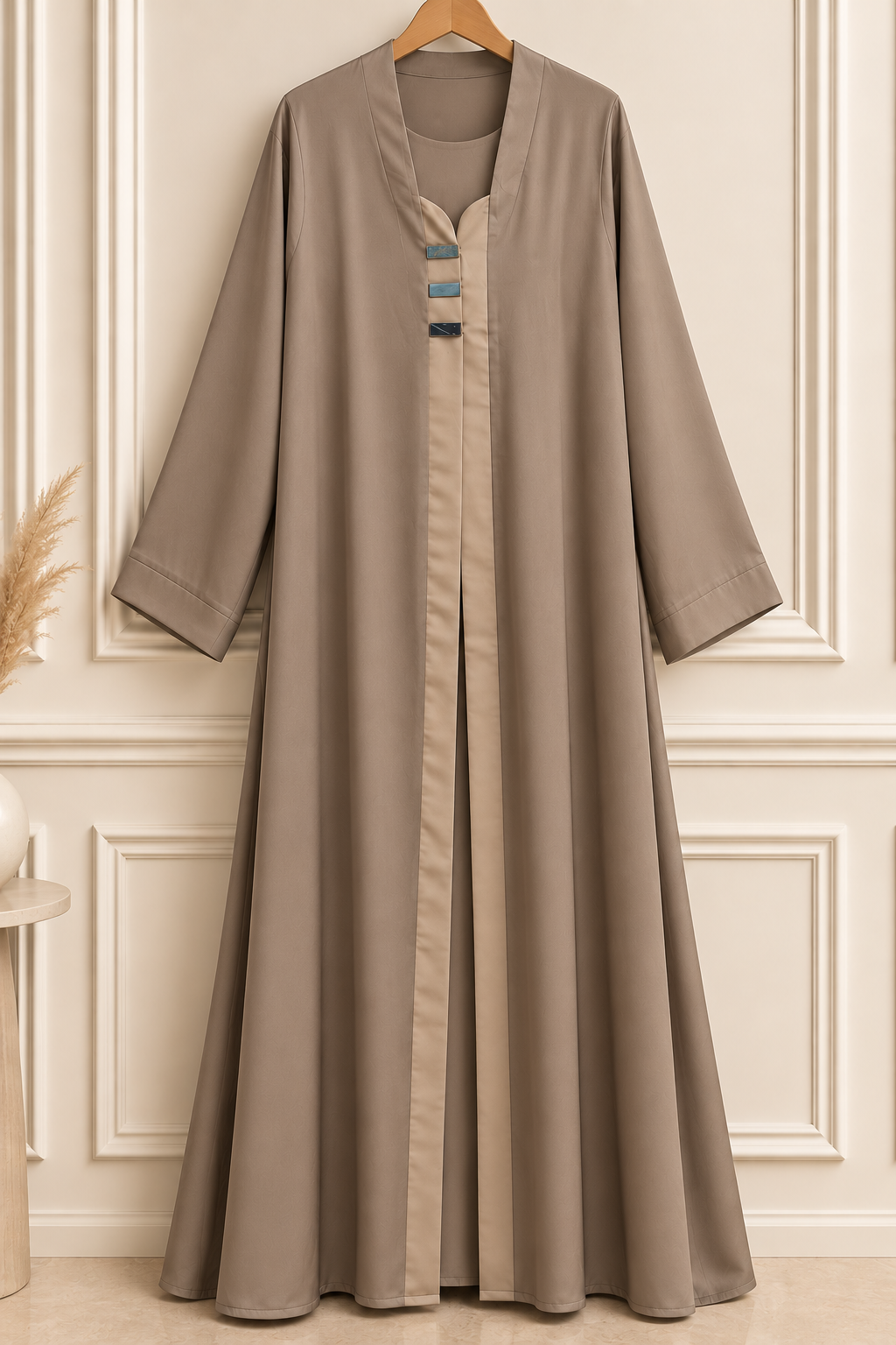 TAMANNAH DOUBLE SHRUG ABAYA | NUDE
