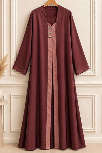 TAMANNAH DOUBLE SHRUG ABAYA | RED