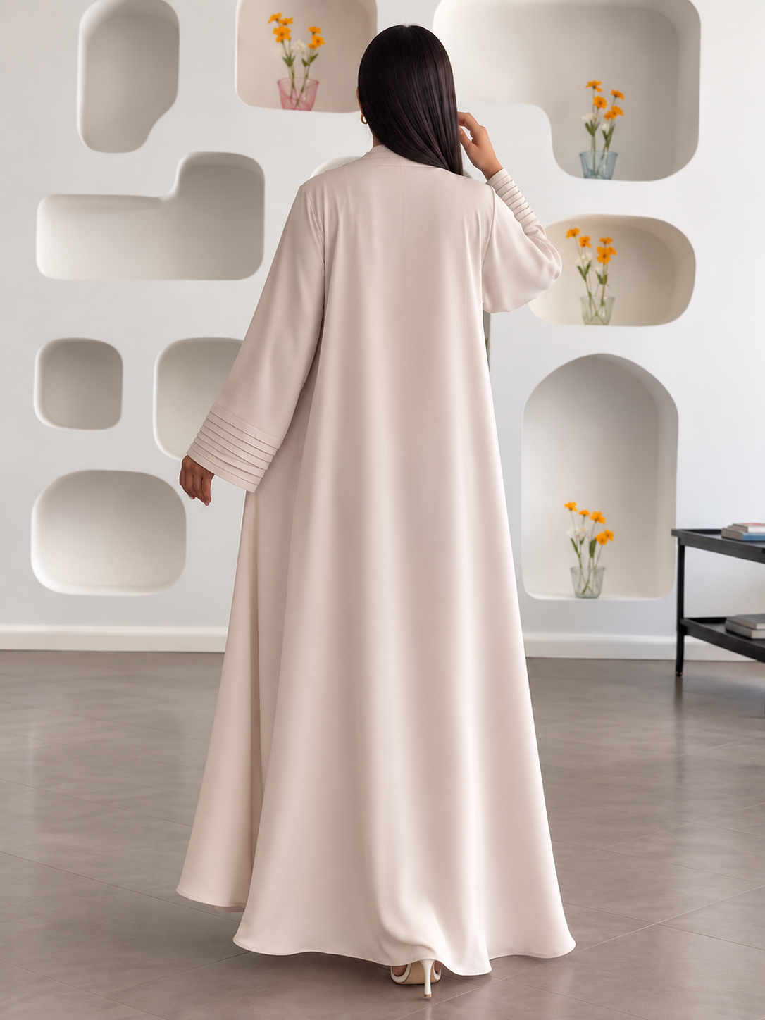 JIYAH FRONT OPEN ABAYA | NUDE