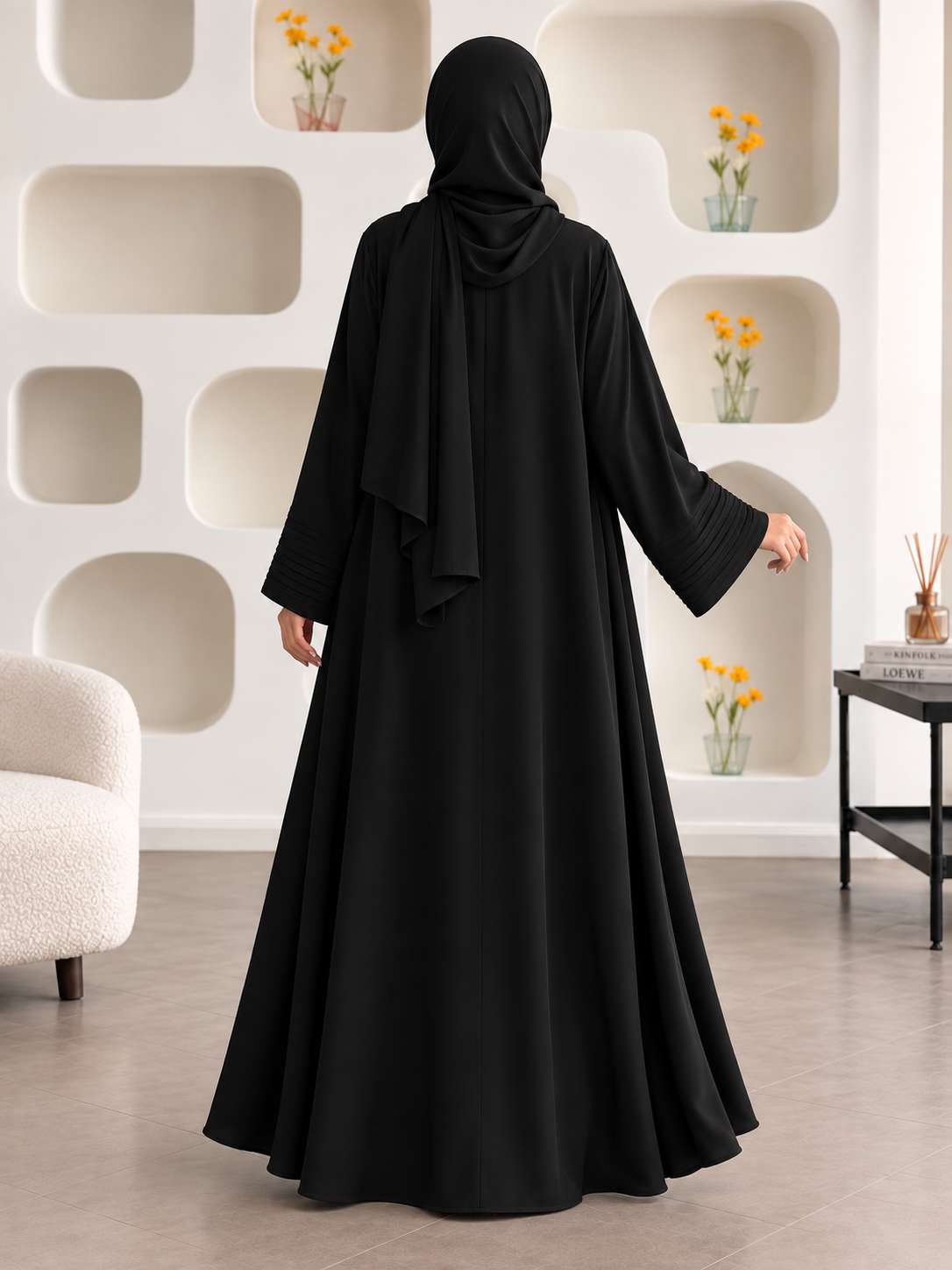 JIYAH FRONT OPEN ABAYA | BLACK